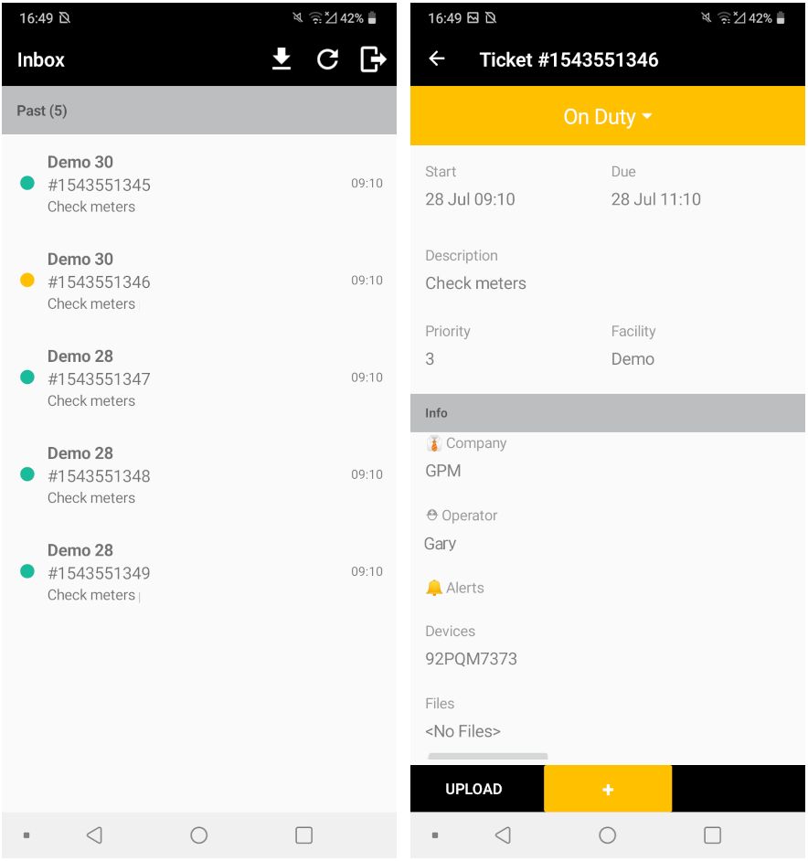 Examples of the user interface from the GPM Ticket Manager.