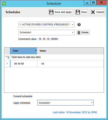 Commands Scheduler dialog